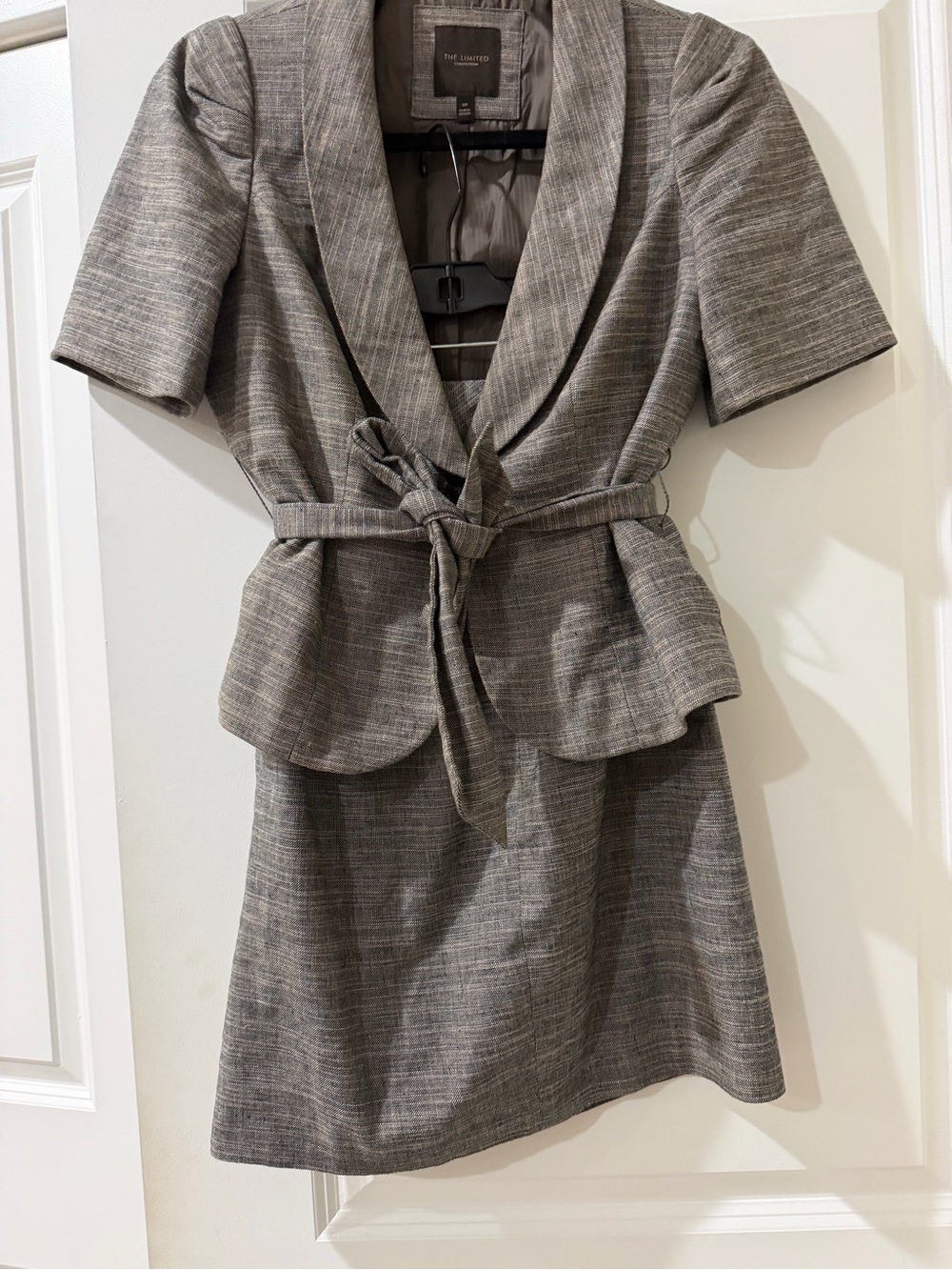 The Limited Collection Gray Belted Blazer & Skirt Suit Set – Size XS